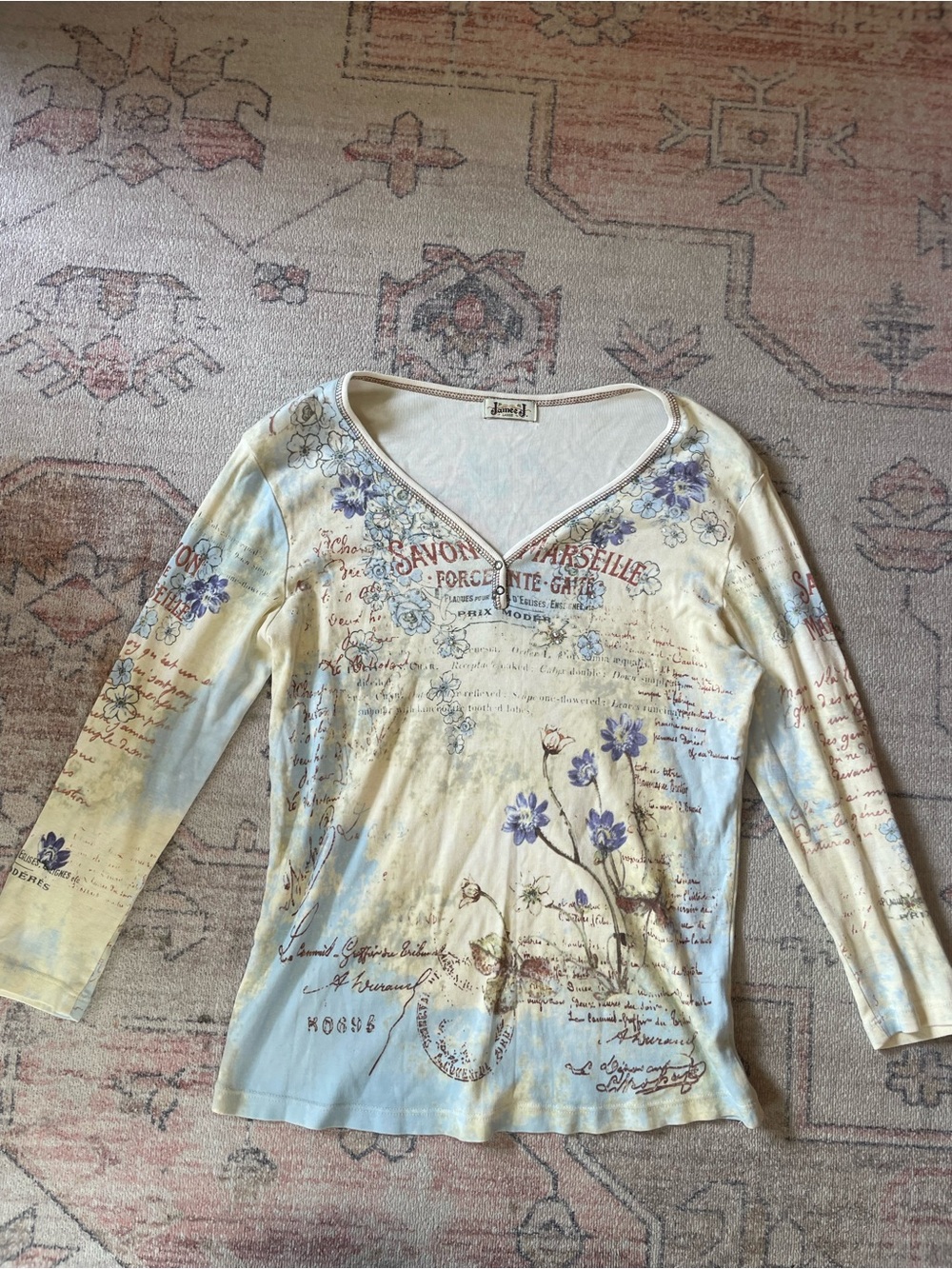 Y2k Graphic Print Jaimee J Floral Sequin Top Womens S